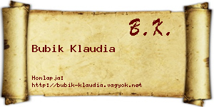 Bubik Klaudia névjegykártya